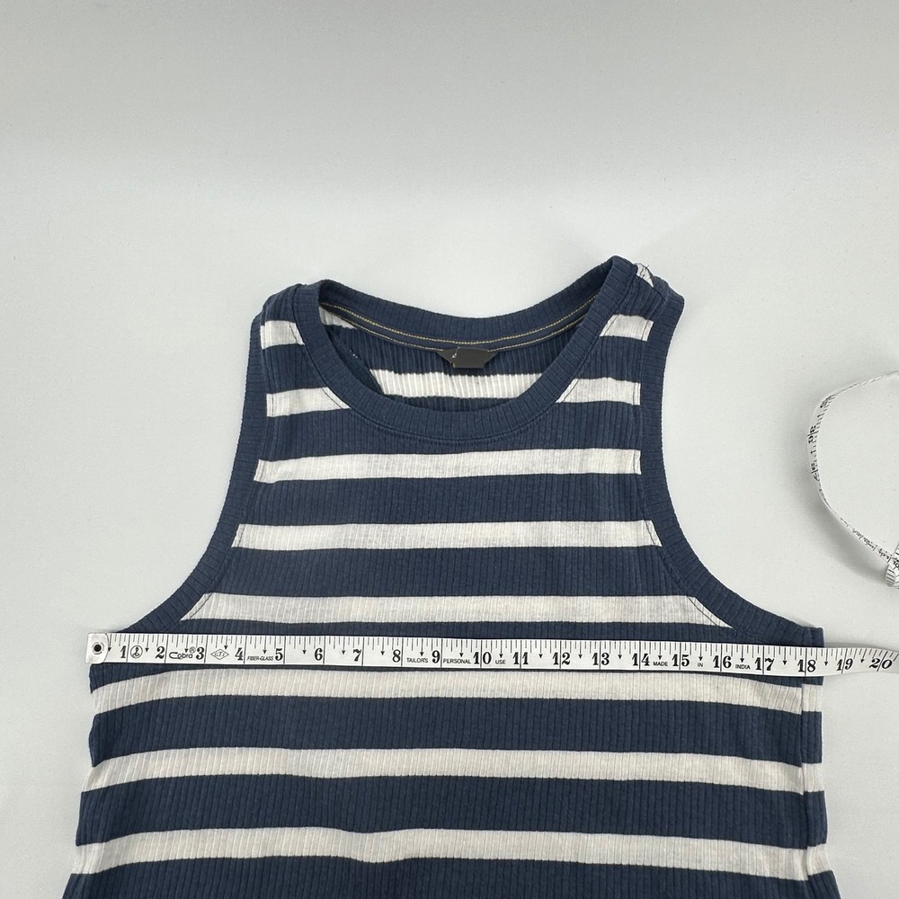 Eddie Bauer Tank Top Women XL Blue‎ White Striped Ribbed Racerback Scoop Neck - Picture 6 of 8
